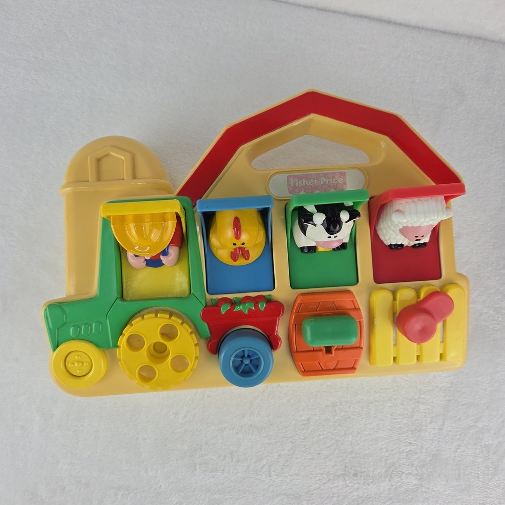 Vintage 1993 Fisher-Price Pop-Up Farm Baby Toddler Learning Activity Toy